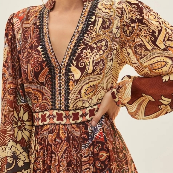 NEW Anthropologie Bhanuni by Jyoti Abstract Print Boho Sequin V Neck Dress 2 - Picture 12 of 16